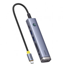 USB-хаб Baseus UltraJoy Series 7-Port HUB AIR Space Grey (Type-C to HDMI4K@60Hz*1+USB3.0*2+PD*1+SD/TF3.0*1+3.5mm*1) (B00052803811-02)