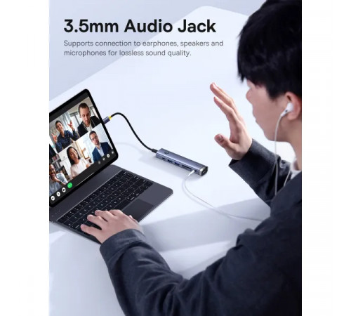 USB-хаб Baseus UltraJoy Series 7-Port HUB AIR Space Grey (Type-C to HDMI4K@60Hz*1+USB3.0*2+PD*1+SD/TF3.0*1+3.5mm*1) (B00052803811-02)