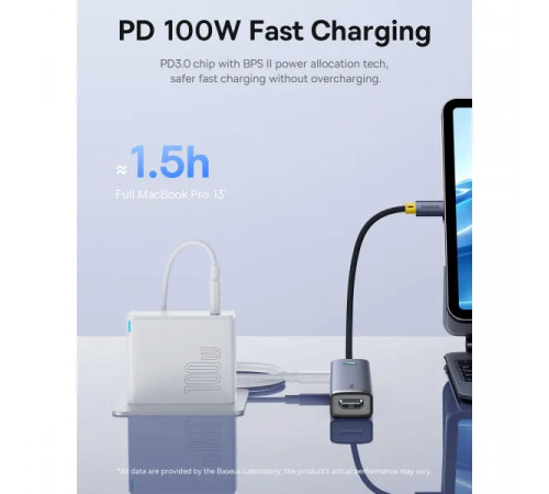USB-хаб Baseus UltraJoy Series 7-Port HUB AIR Space Grey (Type-C to HDMI4K@60Hz*1+USB3.0*2+PD*1+SD/TF3.0*1+3.5mm*1) (B00052803811-02)
