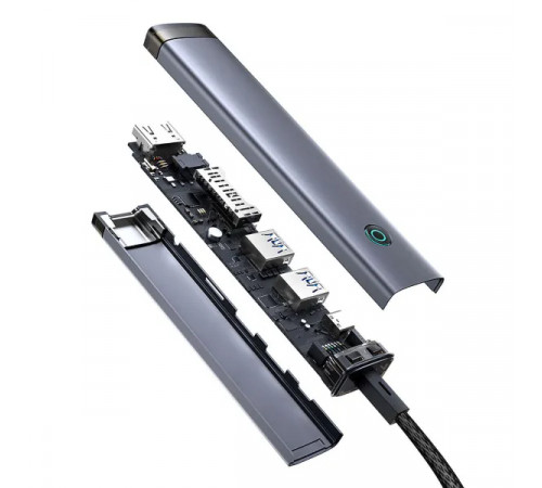 USB-хаб Baseus UltraJoy Series 7-Port HUB AIR Space Grey (Type-C to HDMI4K@60Hz*1+USB3.0*2+PD*1+SD/TF3.0*1+3.5mm*1) (B00052803811-02)