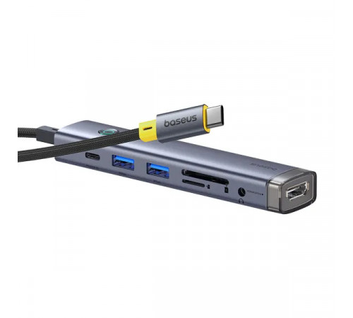 USB-хаб Baseus UltraJoy Series 7-Port HUB AIR Space Grey (Type-C to HDMI4K@60Hz*1+USB3.0*2+PD*1+SD/TF3.0*1+3.5mm*1) (B00052803811-02)