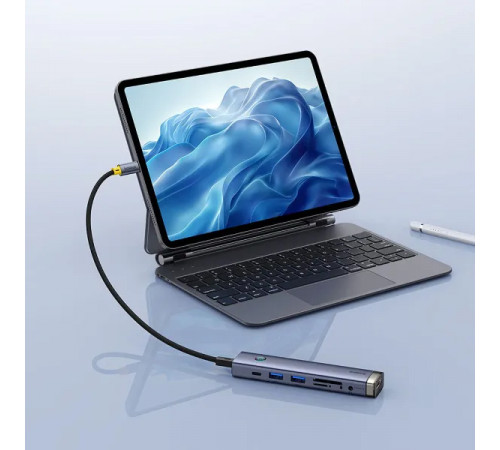 USB-хаб Baseus UltraJoy Series 7-Port HUB AIR Space Grey (Type-C to HDMI4K@60Hz*1+USB3.0*2+PD*1+SD/TF3.0*1+3.5mm*1) (B00052803811-02)