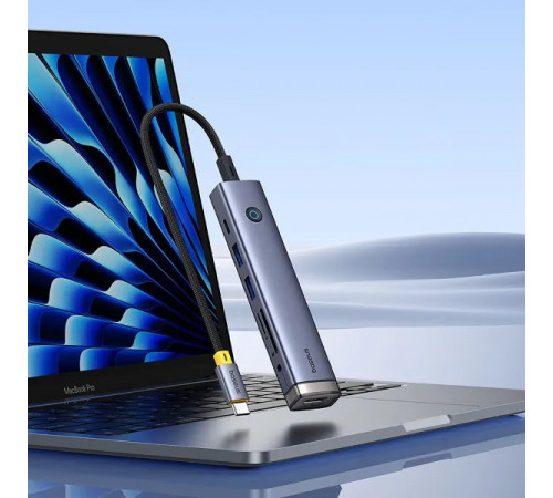 USB-хаб Baseus UltraJoy Series 7-Port HUB AIR Space Grey (Type-C to HDMI4K@60Hz*1+USB3.0*2+PD*1+SD/TF3.0*1+3.5mm*1) (B00052803811-02)