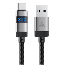Кабель ACEFAST C15-04 USB-A to USB-C zinc alloy digital display braided charging data cable Black (6974316283737)