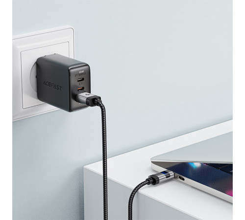 Кабель ACEFAST C15-04 USB-A to USB-C zinc alloy digital display braided charging data cable Black (6974316283737)