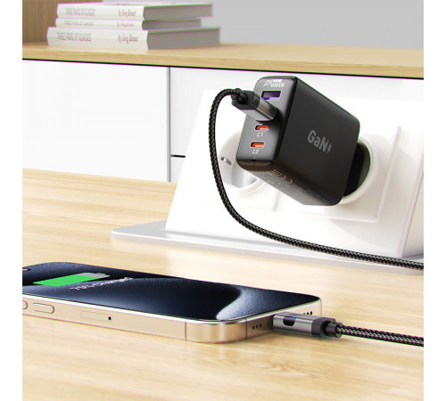 Кабель ACEFAST C15-04 USB-A to USB-C zinc alloy digital display braided charging data cable Black (6974316283737)