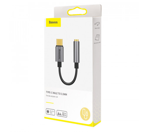 Кабель-перехiдник Baseus Type-C Male to 3.5mm Female Adapter L54 Deep Grey (CATL54-0G)