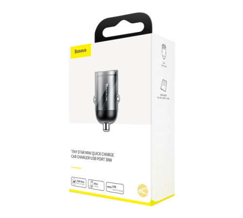 Автомобільний зарядний пристрій Baseus Tiny Star Mini Quick Charge Car Charger USB Port 30W Gray (VCHX-A0G)
