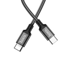 Кабель HOCO X14 Type-C to Type-C 60W, 1m, nylon, aluminum connectors, Black (6931474752215)