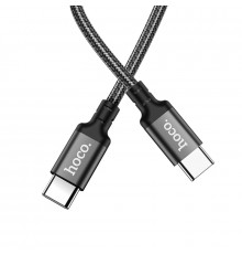 Кабель HOCO X14 Type-C to Type-C 60W, 1m, nylon, алюминиевые подключения, Black (6931474752215)