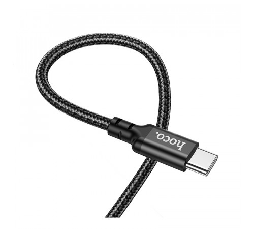 Кабель HOCO X14 Type-C to Type-C 60W, 1m, nylon, aluminum connectors, Black (6931474752215)