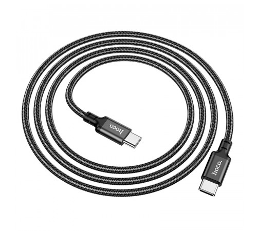 Кабель HOCO X14 Type-C to Type-C 60W, 1m, nylon, aluminum connectors, Black (6931474752215)