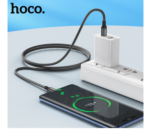 Кабель HOCO X14 Type-C to Type-C 60W, 1m, nylon, aluminum connectors, Black (6931474752215)