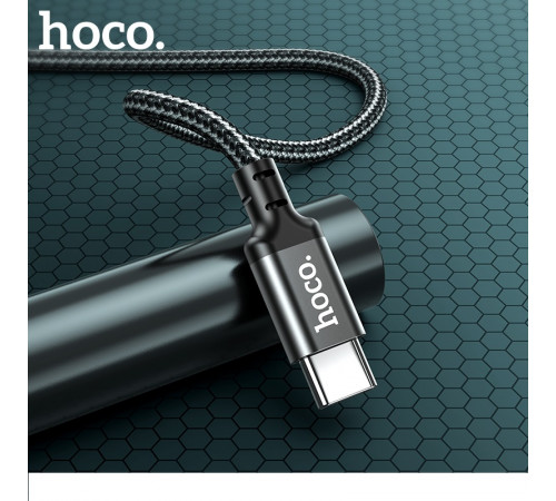 Кабель HOCO X14 Type-C to Type-C 60W, 1m, nylon, aluminum connectors, Black (6931474752215)