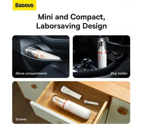 Автомобільний пилосос Baseus A2Pro Car Vacuum Cleaner(6000pa) White (VCAQ040002)
