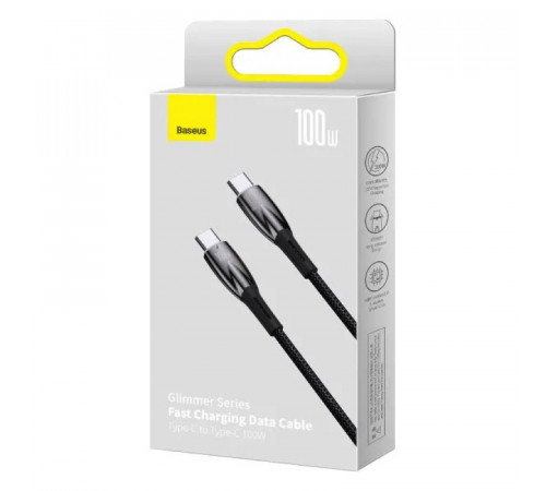 Кабель Baseus Glimmer Series Fast Charging Data Cable Type-C to Type-C 100W 1m Black (CADH000701)
