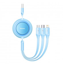 Кабель Baseus Bright Mirror 2 Series Retractable 3-in-1 Fast Charging Data Cable USB M+L+C 3.5A 1.1m Sky Blue (CAMJ010017)