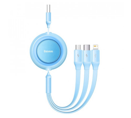 Кабель Baseus Bright Mirror 2 Series Retractable 3-in-1 Fast Charging  Data Cable USB to M+L+C 3.5A 1.1m Sky Blue (CAMJ010017)