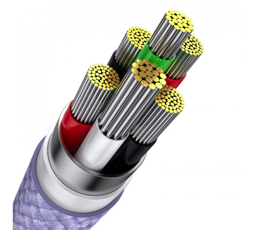 Кабель Baseus Flash Series Ⅱ One-for-three Fast Charging Data Cable USB to M+L+C 100W 1.2m Purple (CASS030005)