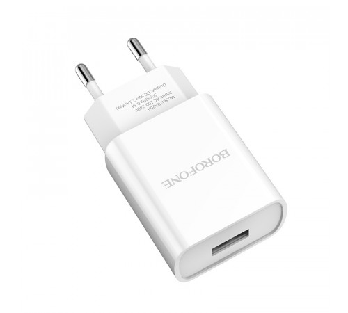 Мережевий зарядний пристрій BOROFONE BA20A Sharp single port charger 10.5W White (6931474700681)