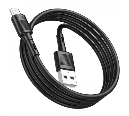 Кабель HOCO X83 USB to Micro 2.4A, 1m, PVC, PVC connectors, Black (6931474770882)