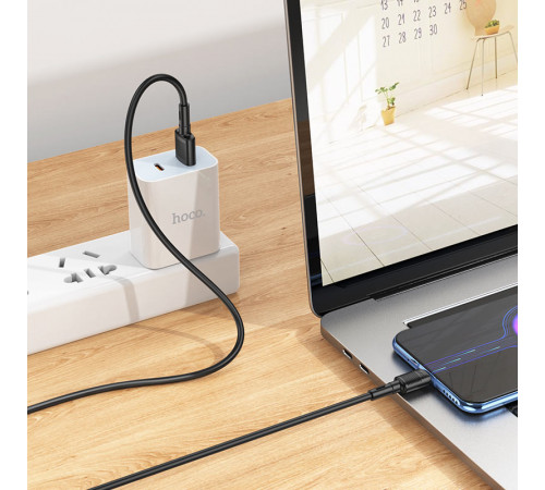 Кабель HOCO X83 USB to Micro 2.4A, 1m, PVC, PVC connectors, Black (6931474770882)