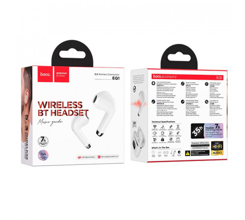 Бездротові навушники TWS HOCO EQ1 Music White (6931474798503)