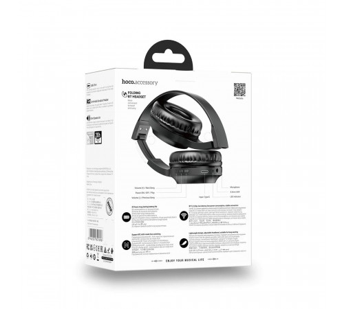 Бездротові накладні навушники HOCO W46 Charm BT headset Black (6942007601696)