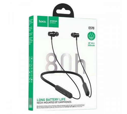 Бездротові спортивні навушники HOCO ES70 Armour neck-mounted BT earphones Black (6942007611602)