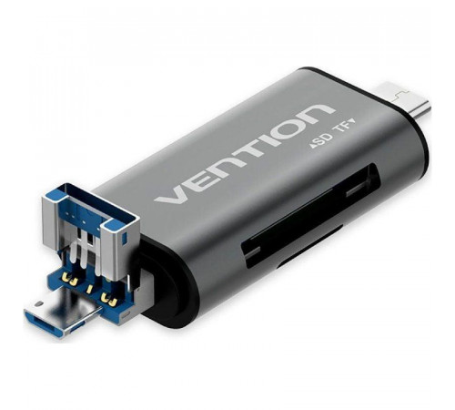 Кардридер Vention USB3.0 Multi-function Card Reader Gray Metal Type (CCHH0) (CCHH0)