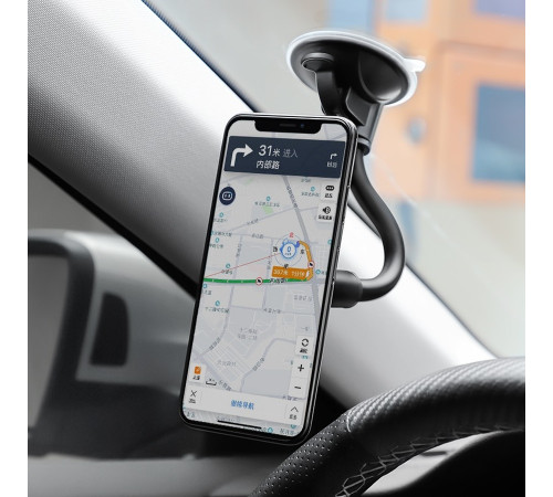 Автотримач для телефона BOROFONE BH18 Journey series in-car phone holder, carbon fiber pattern durable (6931474711021)