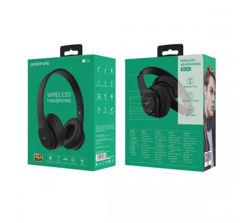 Бездротові накладні навушники BOROFONE BO4 Charming rhyme wireless headphones, Black (6931474709882)