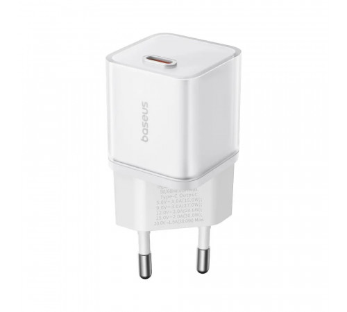 Мережевий зарядний пристрій Baseus  GaN5S Fast Charger 1C 30W EU Moon White (P10162504213-00)