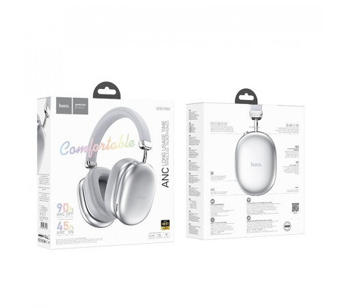 Бездротові накладні навушники HOCO W35 Max Auspicious ANC noise reduction BT headphones Silver (6942007631297)