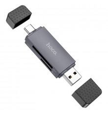 Кардидер HOCO HB45 Spirit 2-in-1 USB/Type-C 2.0 card reader Metal Gray (6942007620512)