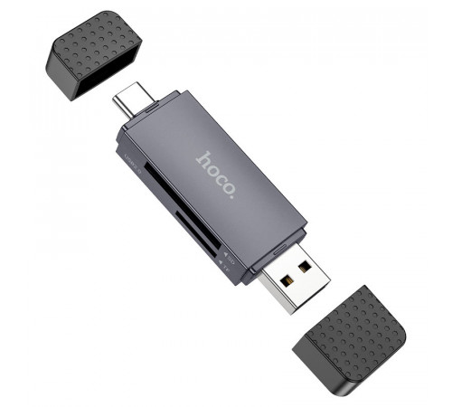 Кардрідер HOCO HB45 Spirit 2-in-1 USB/Type-C 2.0 card reader Metal Gray (6942007620512)