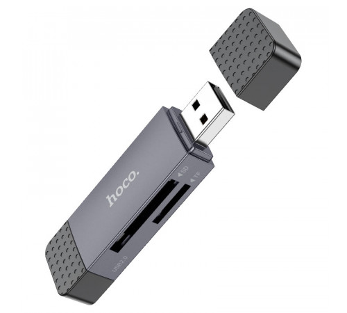 Кардрідер HOCO HB45 Spirit 2-in-1 USB/Type-C 2.0 card reader Metal Gray (6942007620512)