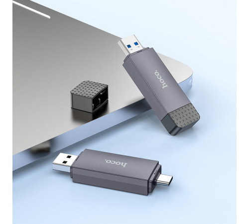 Кардрідер HOCO HB45 Spirit 2-in-1 USB/Type-C 2.0 card reader Metal Gray (6942007620512)