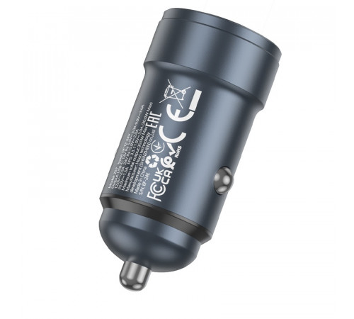 Автомобільний зарядний пристрій HOCO Z57 Glorious single-port PD30W car charger Metal Gray (6942007633048)