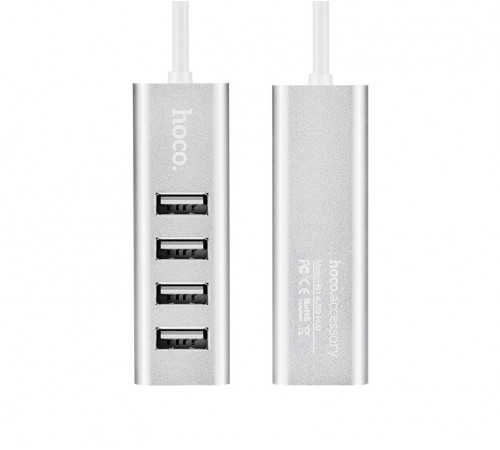 USB-хаб HOCO HB1 4USB Line machine Silver (6957531038146)