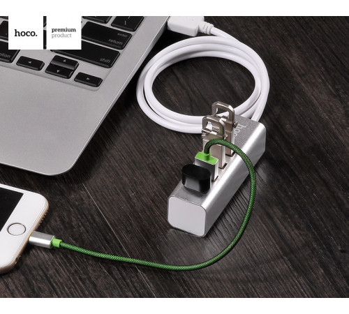USB-хаб HOCO HB1 4USB Line machine Silver (6957531038146)