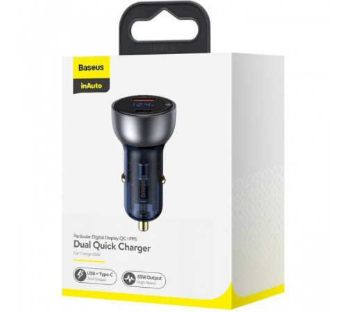 Автомобільний зарядний пристрій Baseus Particular Digital Display QC+PPS Dual Quick Charger Car Charger 65W Shallow tarnish (CCKX-C0A)