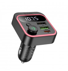 АЗП з FM-модулятором HOCO E85 Tiger PD20W+QC3.0 car BT FM transmitter Black (6942007634304)