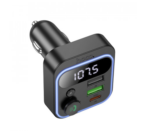 АЗП з FM-модулятором HOCO E85 Tiger PD20W+QC3.0 car BT FM transmitter Black (6942007634304)
