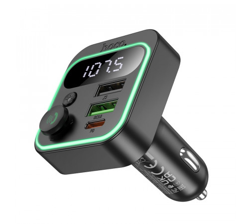 АЗП з FM-модулятором HOCO E85 Tiger PD20W+QC3.0 car BT FM transmitter Black (6942007634304)