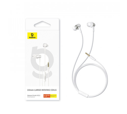 Навушники дротові Baseus Encok HZ11 (3.5mm)  Moon White (A00164200213-Z1)