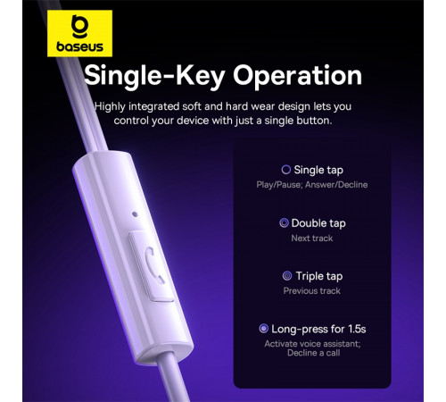 Навушники дротові Baseus Encok HZ11 (3.5mm)  Moon White (A00164200213-Z1)