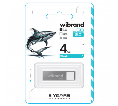 Флеш-накопичувач Wibrand USB 2.0 Shark 4Gb Silver (WI2.0/SH4U4S)