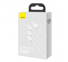 Кабель Baseus Superior Series USB to M+L+C 3.5A 1.5m White (CAMLTYS-02)