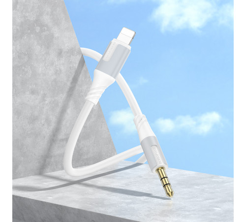 Аудіокабель BOROFONE BL19 iP to 3.5mm male, TPE, 1m, White (6941991108570)